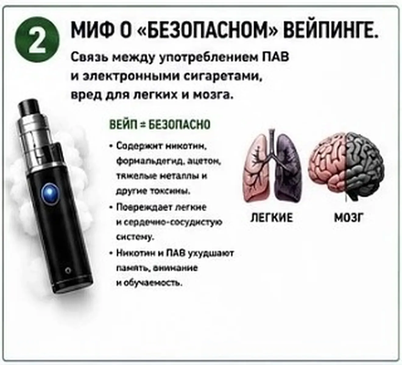 Плакат: заголовок ««Я только один раз попробую».» Четырёхшаговая схема нейрохимии: 1) первое употребление — мозг даёт мощный выброс дофамина; 2) мозг запоминает искусственный кайф; 3) возникает желание повторить — ломается система вознаграждения; 4) зависимость — появление ломки, тревоги, депрессии, утрата свободы. Внизу подпись: «Одного раза достаточно, чтобы запустить зависимость!»